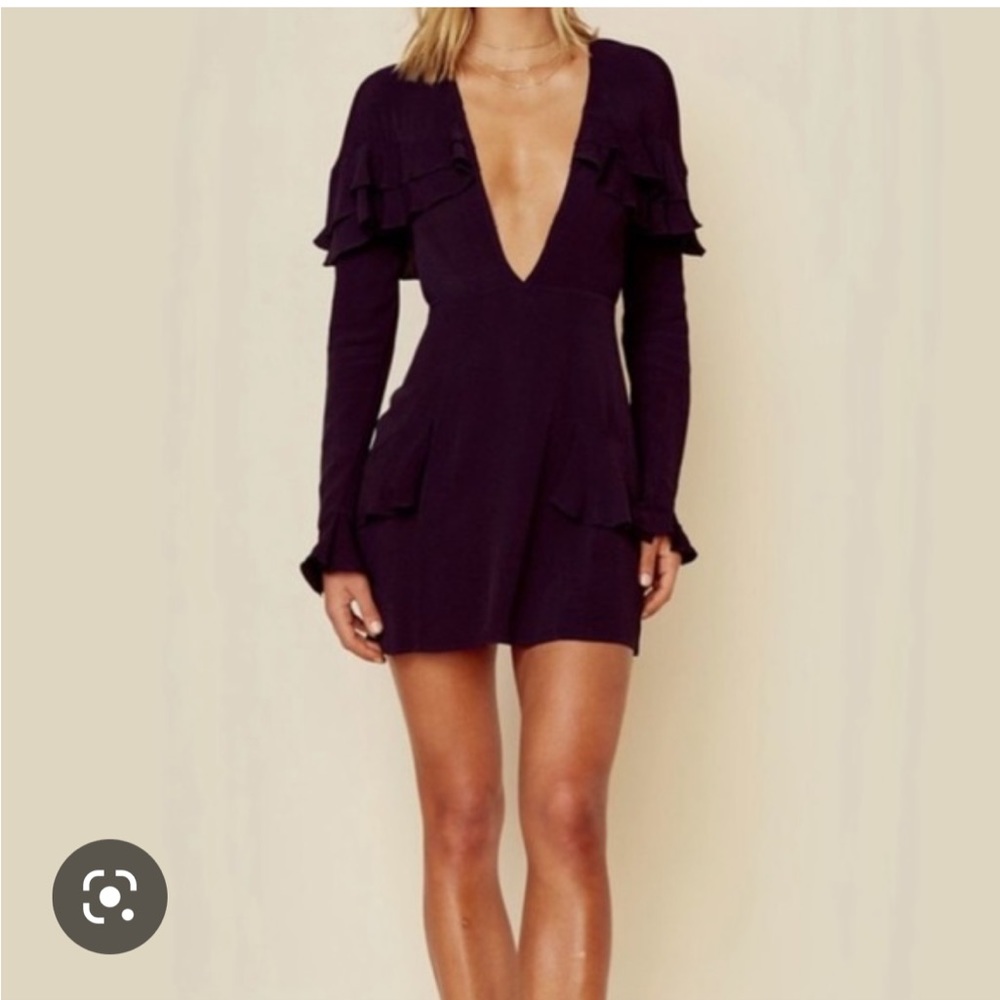 NWT for Love and lemons Claire long sleeve mini dress size small black